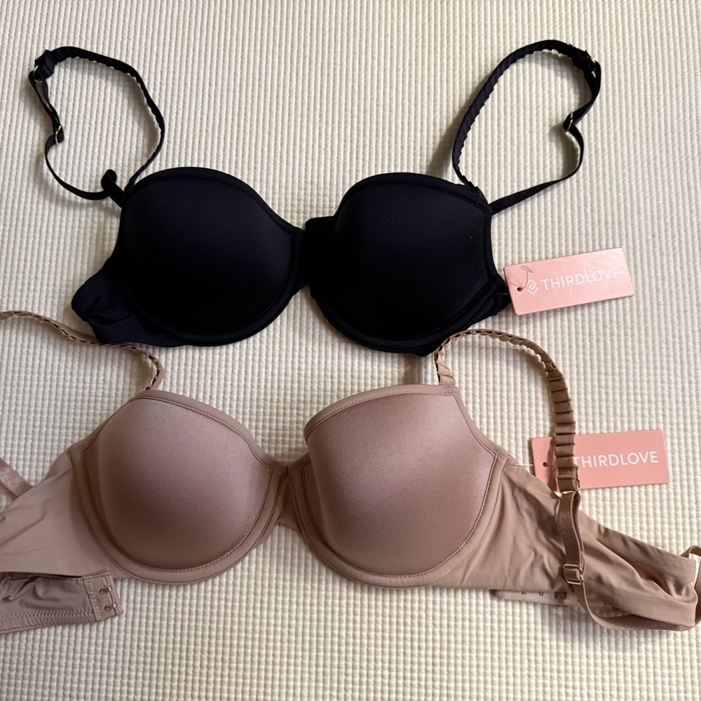 ThirdLove Women's Black and Taupe 24/7 Classic T-Shirt Bra 32B 34A